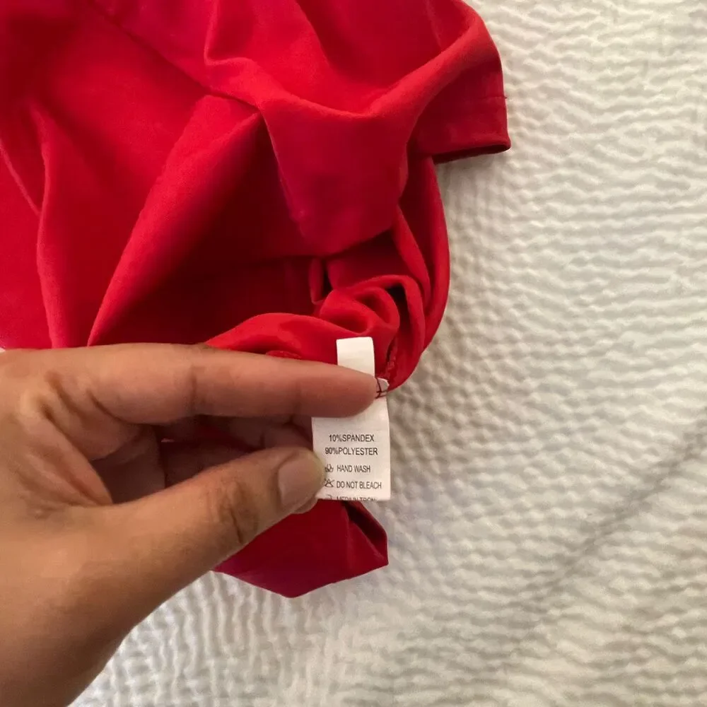 Women’s Red Long Sleeve Midi Sheath Dress Stretch Slim Comfy Size L - Picture 11 of 14